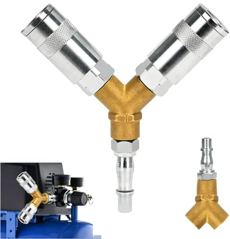 Flintronic Raccord Air Comprimé, PCL/UK Répartiteur en Y, 1/4 Distributeur D'Air Comprimé 3 Voies, Raccord Rapide Comprimés, 1*Y à Filetage Interne 1/4+1*Mâle BSP 1/4+ 2* Rapides Femelles BSP 1/4