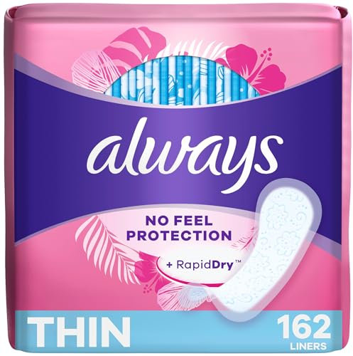 Always Thin Dailies Wrapped Liners, Unscented, 162 Count by Always