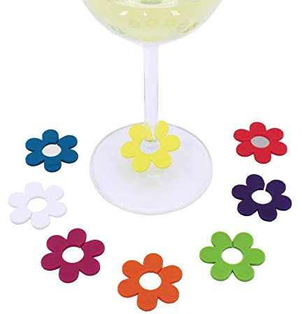 Koala Spain Marcadores Copas de Vino, Margaritas de 8 Colores (8 Unidades)