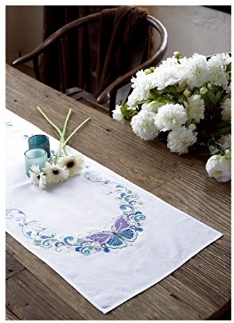 Vervaco Embroidery: Runner: Butterfly Splendour, 100% Cotton, Multi-Colour, 40 x 2 x 20 cm