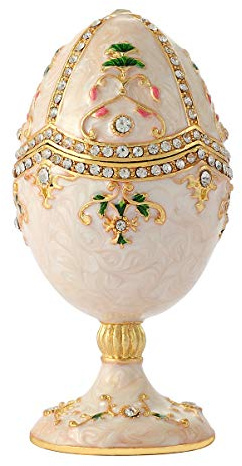 QIFU Vintage Easter Egg Styal Hand Painted Enameled Decorative Trinket Box Hinged