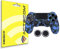 ACTECOM® Funda de Silicona Compatible con Mando Sony Playstation 4 PS4 Camuflaje Carcasa Cubierta Anti Caídas Golpes Goma Flexible + Grip de Regalos (Azul)