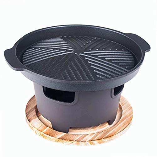 Happy Sales HSHG-ALMCNR, griglia giapponese da tavolo a carbonella portatile da 17,8 cm D per hibachi grill Konro Yakiniku, in alluminio pressofuso antiaderente
