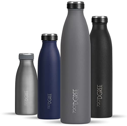 720°DGREE Edelstahl Trinkflasche “milkyBottle” - 1L - BPA-Frei, Auslaufsicher, Kohlensäure geeignet - Thermosflasche für Sprudel, Sport, Uni, Schule, Fitness, Outdoor, Camping