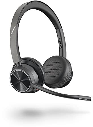 Poly - Voyager 4320 UC Wireless Headset (Plantronics) - Headphones with Boom Mic - Connect to PC/Mac via USB-A Bluetooth Adapter, Cell Phone via Bluetooth - Works with Teams, Zoom & More