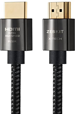 Zeskit X-Tech 48Gbps Ultra High Speed HDMI Cable 8ft, 8K60 4K120 144Hz eARC HDR HDCP 2.2 2.3 Compatible with Dolby Vision Apple TV 4K Roku Sony LG Samsung Xbox Series X RTX 3080 PS4 PS5
