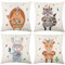 Kissenbezug 45x45 cm 4er Set Natur Leinen Kinderkissen Bezug Cartoon Tiere Igel Hase deko Kissenbezüge Kissen Bunt Zierkissenbezüge ​für Wohnzimmer Kissenhülle Sofakissen Kinderzimmer Kindertag Deko