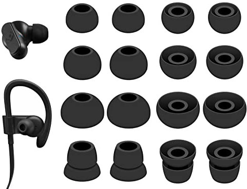 8 Pairs Silicone Ear Tips Compatible with Powerbeats 3 2 1, 4 Size Rubber Replacement Eartips Earbuds Gel Wing Skin Accessories Compatible with Skullcandy in-Ear Earbuds - 4.5mm Black