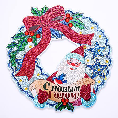 MILAIUN 5D DIY Diamond Painting Weihnachten Kranz,DIY Punkt Bohrer Diamant Malerei Weihnachtsdeko Kranz Kits,Türkränze,für Wand, Fenster Und Eingang Hom
