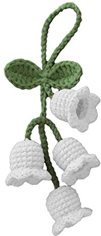 Generic Schlüsselanhänger mit Blumen-Anhänger, handgefertigt, gestrickt, für Frauen, Schlüsselanhänger, Blume, gehäkelte Glocke, Orchidee, Glocke, Weiß
