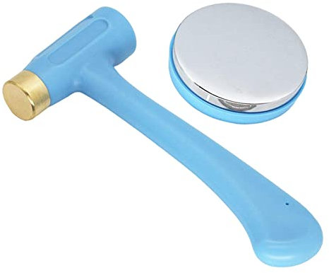 Milageto Martillo de Estampado de Metal Y Juego de Bloques de Banco Herramienta de Cuero con Cabeza de Latón para Manualidades