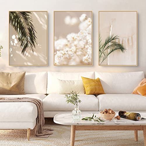 Sarah Duke Beige Wandbilder 3er Poster Set Moderne Wandbilder Boho Bild Wohnzimmer Poster Vintage Leinwandbilder Wandposter Ohne Rahmen (40x50 cm)