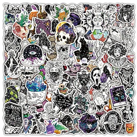 100 Waterproof Gothic Stickers with Jagged Design - Perfect for Punk & Horror Fans. Adorn Your Notebook, Luggage or Laptop with These Bling Stickers