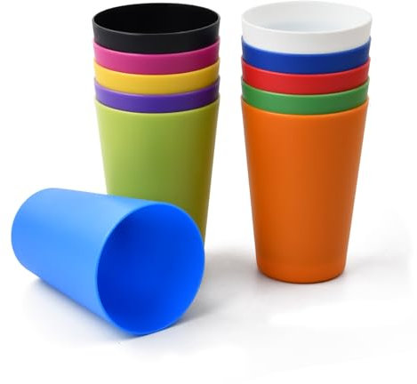 Granvoo 11 Pezzi Bicchieri Plastica Colorati,260ml Riutilizzabili Bicchiere di Plastica,Tazza di Plastica Acqua Infrangibile,Bicchiere da acqua impilabile,per Feste Compleanni Raduni