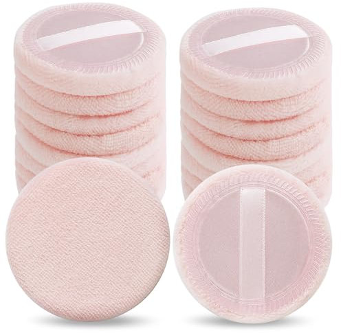 Dimeho 18 Stück Makeup Puderquaste, Puderquaste aus Baumwolle Rund, Puderquasten aus Velours Lose Puderquasten für Gesicht und Körper, für losen Kosmetikpuder und Grundierungspuder(Skincolor)