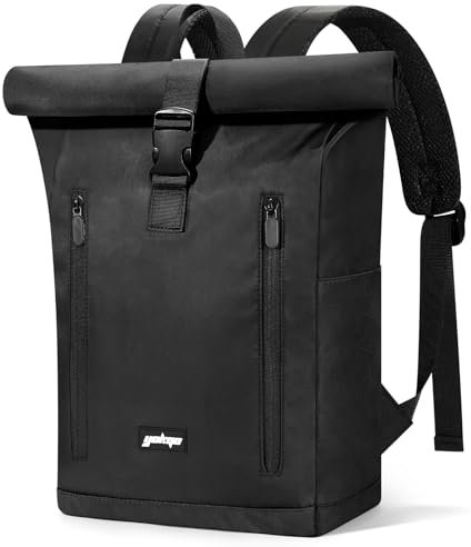 YOKGO Rucksack Damen & Herren, Rolltop Rucksack Wasserfest LaptopRucksack Schulrucksack mit 15,6 Laptopfach, Freizeitrucksack Backpack Daypack für Uni Schule Business Arbeit City Freizeit Reise