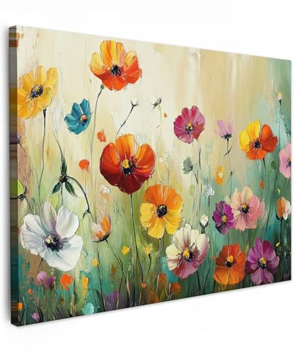 MuchoWow© Wandbilder Wohnzimmer Wanddeko Schlafzimmer Zimmerdeko | 80x60 cm - Wandgemälde Zimmer Deko auf Wand Dekoration Wall Art Kunst - Blumen - Frühling - Natur