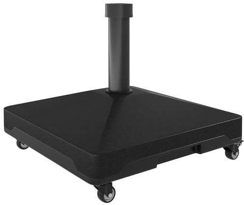 Outsunny Base para Sombrilla Cuadrada Soporte para Parasol con Ruedas Pie para Sombrilla con Rellenable con Agua 17kg o Arena 21kg para Jardín Terraza Negro