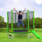 Jtyca 7ft Kids Trampoline with Slide, Outdoor Trampoline with Safety Encloser Netting and Ladder for Indoor and Outdoor Use, Heavy Duty Steel Frame Jumping Trampolines, Green