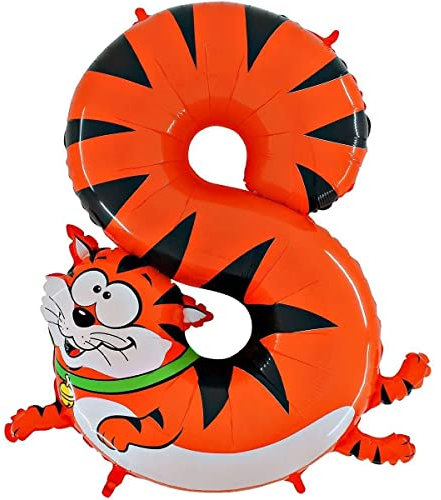 Grabo 48-0WE-P Anzahl Folienballon, Rot, Katze - Zahl: 8
