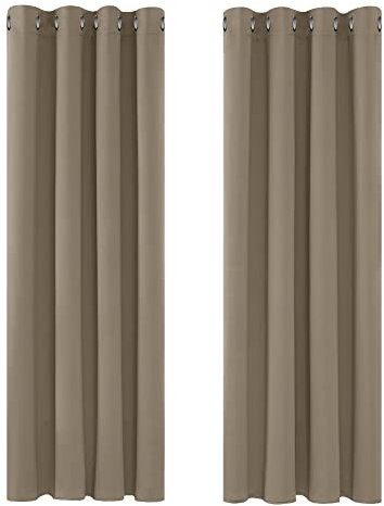 Deconovo Blickdichte Gardinen Ösenvorhang Blickdicht Vorhang Verdunkelung Winter Hitzeschutz, 175x140cm(HöhexBreite), Taupe, 2er Set