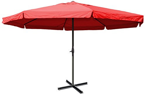 Sonnenschirm Meran Pro, Gastronomie Marktschirm mit Volant Ø 5m Polyester/Alu 28kg ohne Ständer - bordeaux