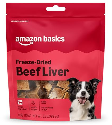 Amazon Basics Freeze-Dried Raw Single Ingredient Dog Treats (Previously Wag), Beef Liver, High Protein, Grain-Free, 3.3 Ounce (Pack of 1), Packaging may vary