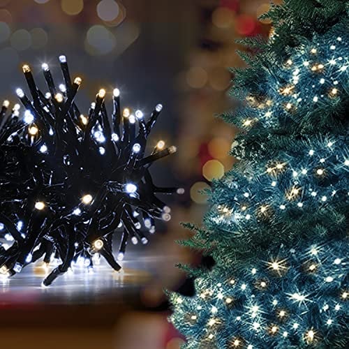 ANSIO® Christmas Lights 480 LED 6m/20ft Cluster Christmas Tree Lights for Indoor & Outdoor Warm White & Cool White Decorations Fairy Lights with Timer for Xmas Garden & Party | Mains Powered