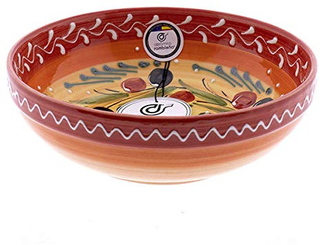 Saladier en céramique, saladiers originaux, saladiers, décoration rouge, modèle 12, décoration 100 % faite à la main, 19 x 19 x 6 cm