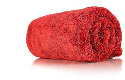 The Rag Company,The 1500 – strapazierfähiges Mikrofaser-Handtuch, perfekt für LKW, Nutzfahrzeuge, Wohnmobile, Boote und mehr; Premium-70/30-Mischung, Twist-Loop-Design, 1500 g/m², 76.2x76.2 cm, rot