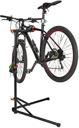 Relaxdays Fahrrad Montageständer, Lenkerhalter, klappbarer Teleskop Wartungsständer, Rahmen 25-40 mm, bis 30 kg, schwarz