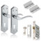 XFORT Chrome Elegance Range Polished Chrome London Suite Lever Lock Pack, Complete Set with Lock Door Handles, 65mm Sashlock and 75mm Ball Bearing Hinges, for Internal Wooden Doors