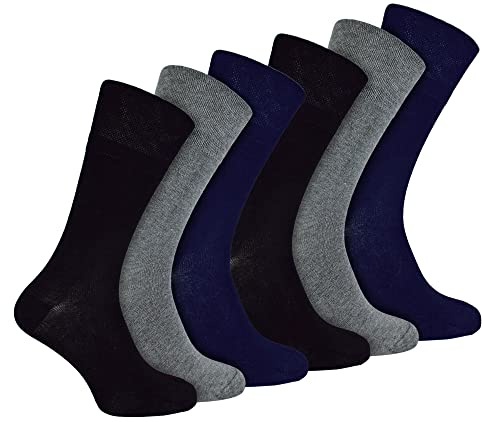 IOMI 6er Pack Herren Socken Ohne Gummibund Extra Weit Bambus Diabetikersocken für Geschwollene Beine