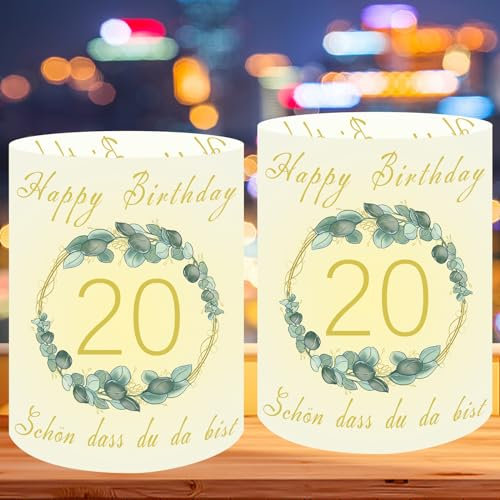 Lot de 12 Lanterne Photophores Décoratifs de Table pour 20 Ans, Lanterne Bougies pour Décoration Anniversaire 20 Ans Homme Femme, Convient pour Bougies Chauffe-Plat ou Bougies