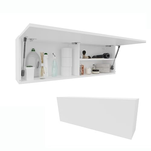 PLATAN ROOM Badschrank 80/120 / 160/200 / 240 breit Badmöbel Badezimmer Klapphängeschrank Schrank Hochglanz Matt Weiß (Weiß Matt/Weiß Matt, 120 x 40 x 25)