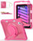 BRAECN Hülle für iPad Mini 6 8,3 Zoll 2021 iPad Mini 6th Generation Hülle Stoßfest Rugged Protect Case mit Stifthalter/Drehbarer Ständer/Schultergurt für A2567 A2568 A2569, Rose Red