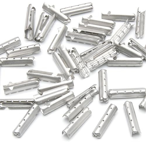 CHENNAN 100 Stück Metall Schnürsenkelkopf Schnürsenkel Schlösser Ersatz Schnürsenkelspitzen Schnur Seil Schlösser Verschluss für DIY-Reparaturen Und Schnürsenkel Ersetzen Seil Schnalle (Silbrig)