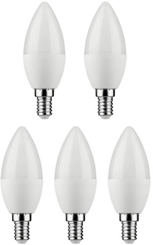 LHW-Licht LED-Leuchtmittel 5er-Set Kerze 2,9W = 25W E14 matt 250 Lumen 2700K warmweiß 180°