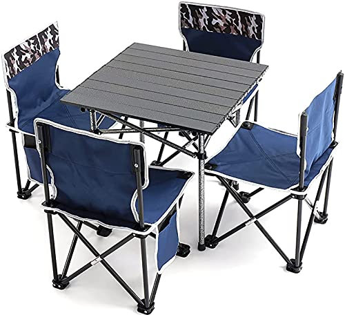 ZZBFHH Klapptisch und Stuhl-Set, tragbarer klappbarer Camping-Picknicktisch und Leichter Sitzhocker mit Rückenlehne, für Outdoor-Wanderterrassen-BBQ,B (C)