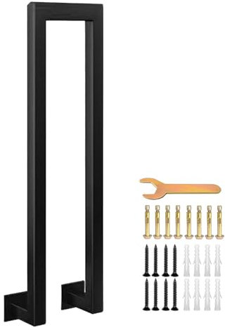 XCRFKGW Geländer für Treppen, U-förmiger seitlicher Treppengeländer, schwarzes schmiedeeisernes Handlauf, dekoratives Übergangsgeländer für Außenstufen, Balkon, Korridor (95cm)