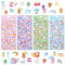 Jactales Cute Mini Puffy Stickers - Tiny Small 3D Kawaii Stickers for Kids Adults Girls Puff Stickers for Digital Cameras Phone Cases Includes Bears, Cats, Dogs & More, 4 Sheets