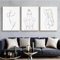 CHAOJIART Frau Körper Akt Strichzeichnung Leinwand Malerei Abstrakte Weibliche Bild Kunstdrucke Minimalistisches Poster Schlafzimmer Wandkunst Dekor 20x30cm (8x12in) x3 Rahmenlos