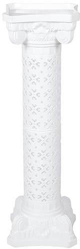 Support de pot de fleurs grecque en forme de colonne - Urne décorative - Avec support sur pied pour fondant et gâteau - Grand pilier en plastique - Blanc