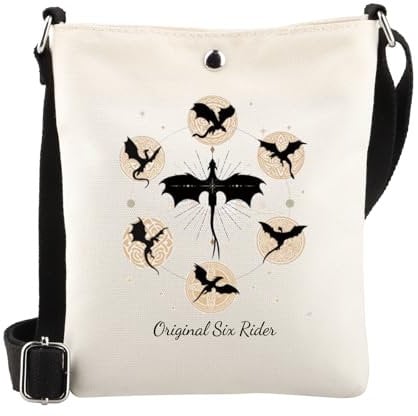 MYSOMY Dragon Wing Crossbody Bag Iron Flame Oynx Storm Fantasy Book Lover Gift Original Six Rider Shoulder Bag Bookish Gift (Six Rider CB)