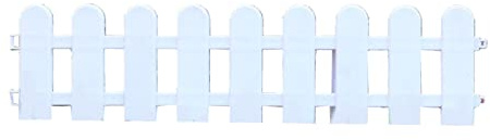 Garten-Lattenzaun, PVC-Ziergras, Rasen, Blumenbeete, Pflanzenränder, weiße Kanten, Barriere, 360 Grad, kein Graben, für Hinterhof, Terrasse, Hof (50×13cm / 19,7x5,1in)