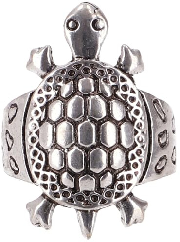 GURU SHOP Modeschmuck Ring aus Indien, Boho Schildkröte, Daumenring, handgefertigt, silber