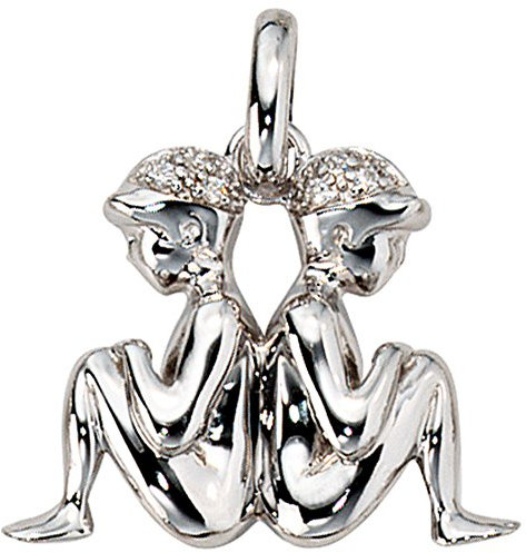 Jobo Sternzeichen-Anhänger Zwilling aus 925 Sterling Silber mit Zirkonia