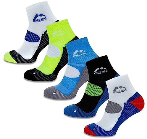More Mile Mens Limited Edition 5 Pair Pack London Running Socks, Mixed, 11-13 shoe