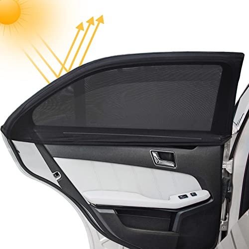 Infreecs Tendine Parasole Auto, 2 Pezzi Parasole Auto Bambini Anti-UV, Tendine Parasole Finestrini Laterali Elastico, Block Raggi UV Anti-Zanzara, Universali Tendina Parasole Auto Finestrini