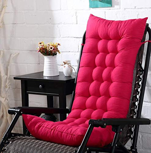 Marbeine Coussin de Chaise Longue Galette de Chaise Coussin Bain de Soleil Matelas pour Chaise Fauteuil Transat de Jardin 48 * 125 * 8cm (Fushia)